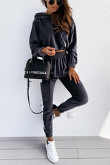 Sunday Chic Velvet Hoodies Top &Joggers Set