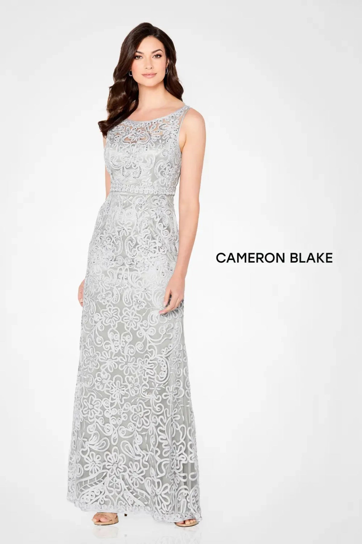 Cameron Blake 115604 A Line Beaded Formal Long Evening Gown