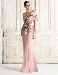 Alexander by Daymor 773 Long Formal Tiered Peplum Evening Dress
