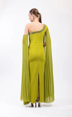 Odrella 7837 Long Formal Fitted Cape Evening Prom Dress