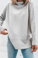 Turtleneck Drop Shoulder Long Sleeve Top