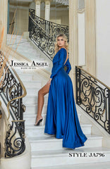 Jessica Angel 796 Long Sleeve Formal A Line Evening Dress