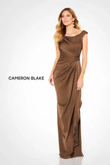 Cameron Blake 219676 Pleated Long Formal Beaded Evening Dress