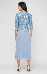 Alex Evenings 8196991 Formal Tea Length Mother of the Bride Sequin Dress