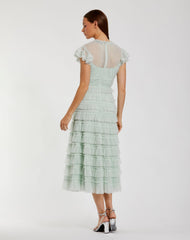 Midi Length Ruffle Dress A Line Cocktail Mac Duggal 8285
