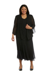 Beaded Plus Size Dress Formal Midi Jacket R&M Richards 358260