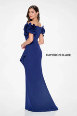 Cameron Blake CB209 Pleated Long Formal Slit Evening Gown