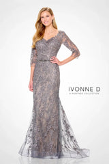 Ivonne D ID6207 Formal Long Mermaid Floral Lace Evening Dress