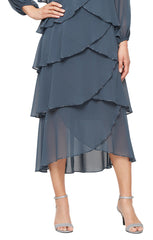 SL Fashions 9170731 Tea Length Layered Short Cocktail Dress
