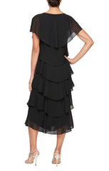 SL Fashions 9178111Mother of the Bride Caplet Tea Length Dress