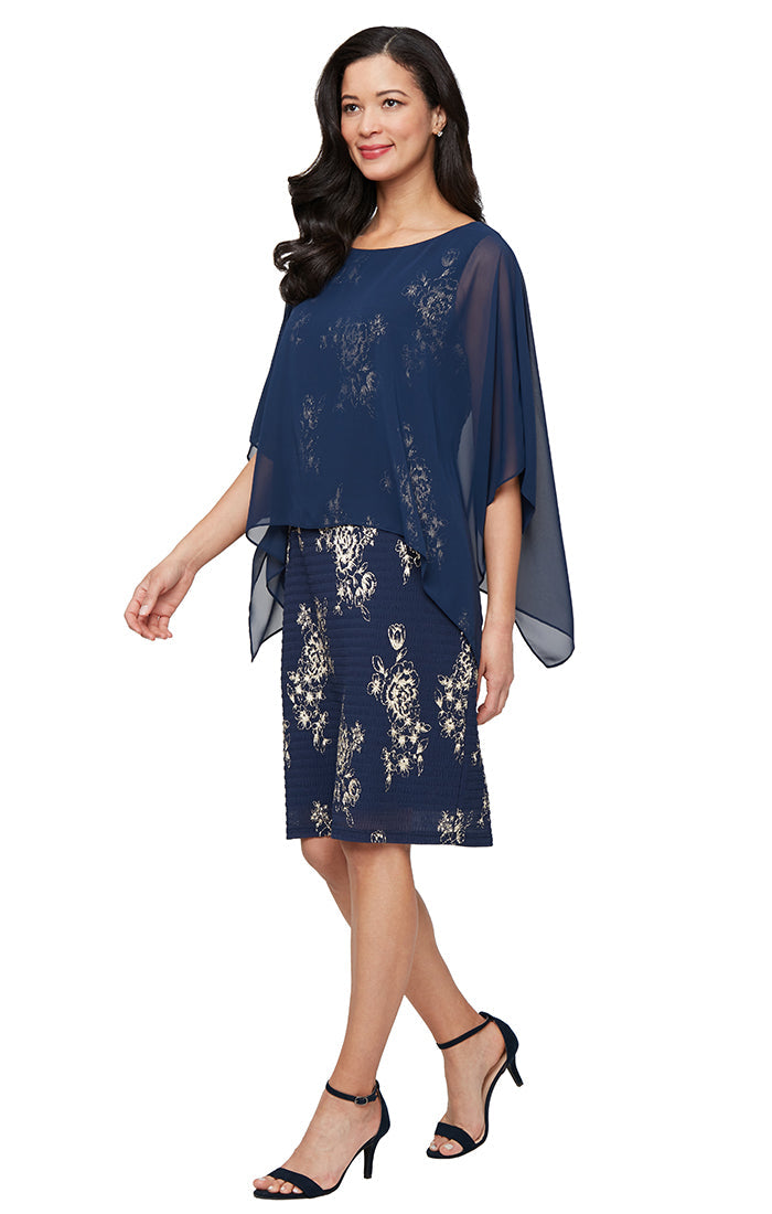 SL Fashions 9479493 Plus Size Pleated Short Cocktail Dress