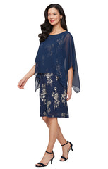 SL Fashions 9479493 Plus Size Pleated Short Cocktail Dress