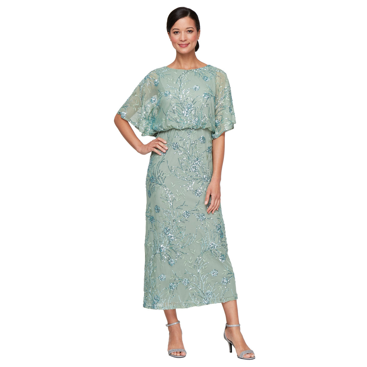 SL Fashions 9196478 Formal Mother of the Bride Tea Length Dress