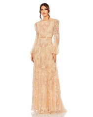 Beaded Long Sleeve Fitted Formal Evening Gown Beaded Long Sleeve Fitted Evening Mac Duggal 93930
