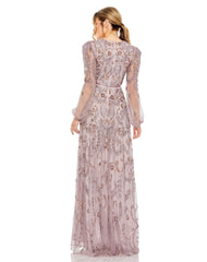 Beaded Long Sleeve Fitted Formal Evening Gown Beaded Long Sleeve Fitted Evening Mac Duggal 93930
