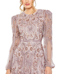 Beaded Long Sleeve Fitted Formal Evening Gown Beaded Long Sleeve Fitted Evening Mac Duggal 93930