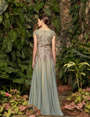 Alexander by Daymor 957 Metallic Long Formal Beaded Evening Dress
