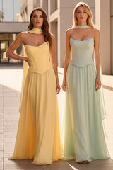 ISABELLA GOWN - STRAPLESS CHIFFON DRESS WITH SCARF