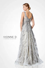 Ivonne D 221D45 Long Beaded Lace Formal A Line Evening Dress