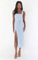 Eden Midi Dress ~ Steel Blue Stretch