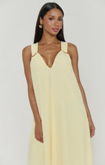 Heidi Maxi Dress ~ Pale Yellow Pleated Chiffon