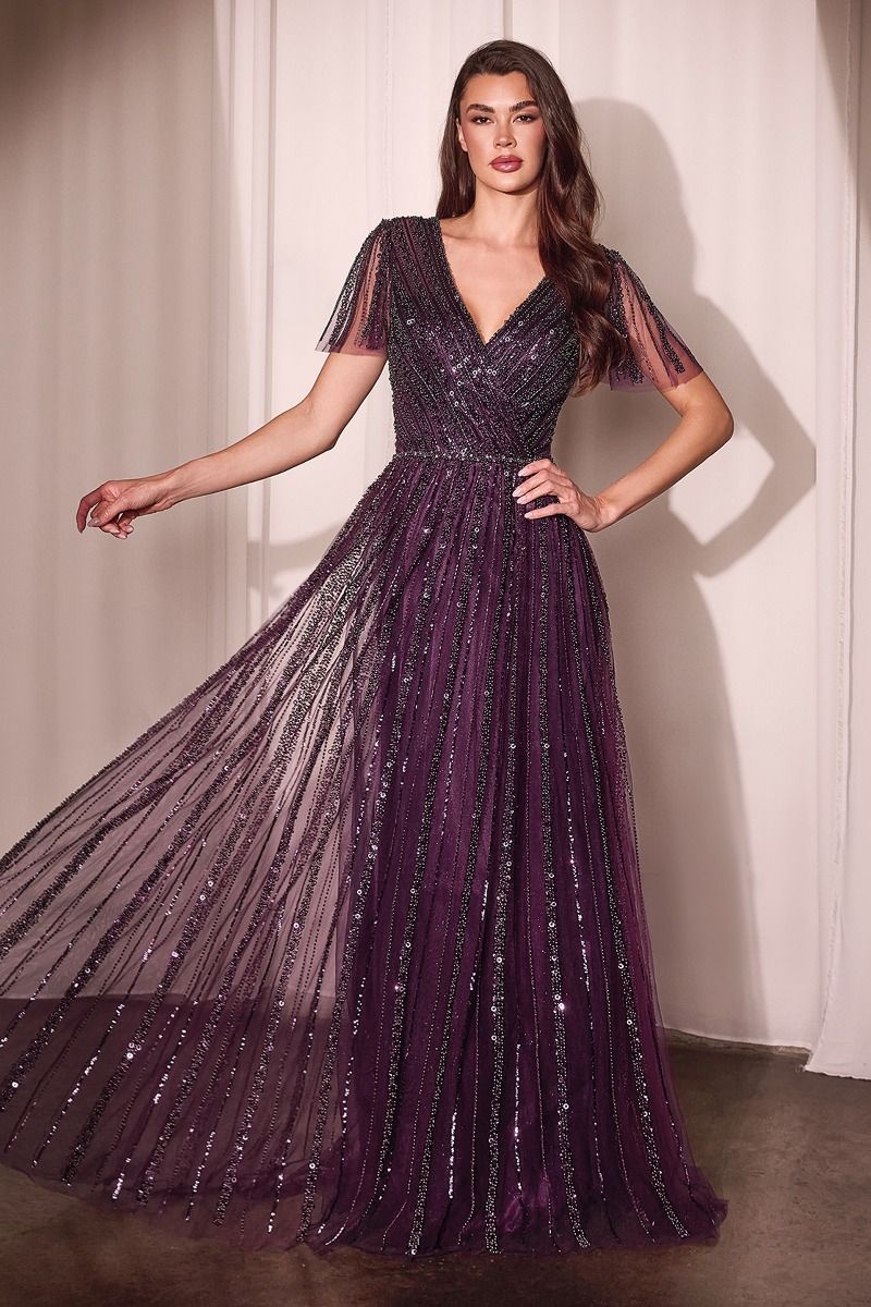 Long Beaded A-Line Formal Dress by LaDivine CD0241