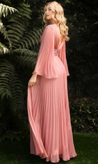 Long Sleeve Pleated Evening Formal Dress by LaDivine CD242