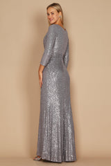 Long Sleeve Sequin Formal Hand Beaded Prom Dress