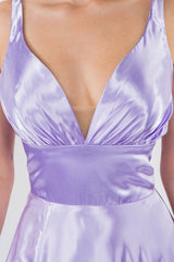 Long Formal Sleeveless Satin Prom Dress