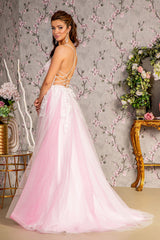 Long Formal Sequin Applique Prom Dress