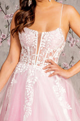 Long Formal Sequin Applique Prom Dress
