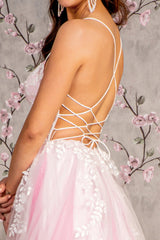 Long Formal Sequin Applique Prom Dress