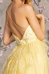 Long Formal Feather Mermaid Prom Dress