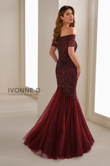 Ivonne D ID1402 Long Mermaid Formal Beaded Evening Gown