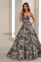 Ivonne D ID1410 Long Floral A Line Formal Evening Dress