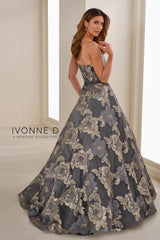 Ivonne D ID1410 Long Floral A Line Formal Evening Dress