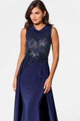 Ivonne D ID321 Beaded Lace Long Formal Overskirt Evening Dress