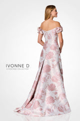 Ivonne D ID325 Long Formal Floral Applique Evening Gown