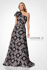 Ivonne D ID326 Long Formal A Line Metallic Evening Dress