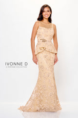 Ivonne D ID6206 Long Mermaid Formal Lace Peplum Evening Dress