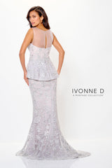 Ivonne D ID6206 Long Mermaid Formal Lace Peplum Evening Dress