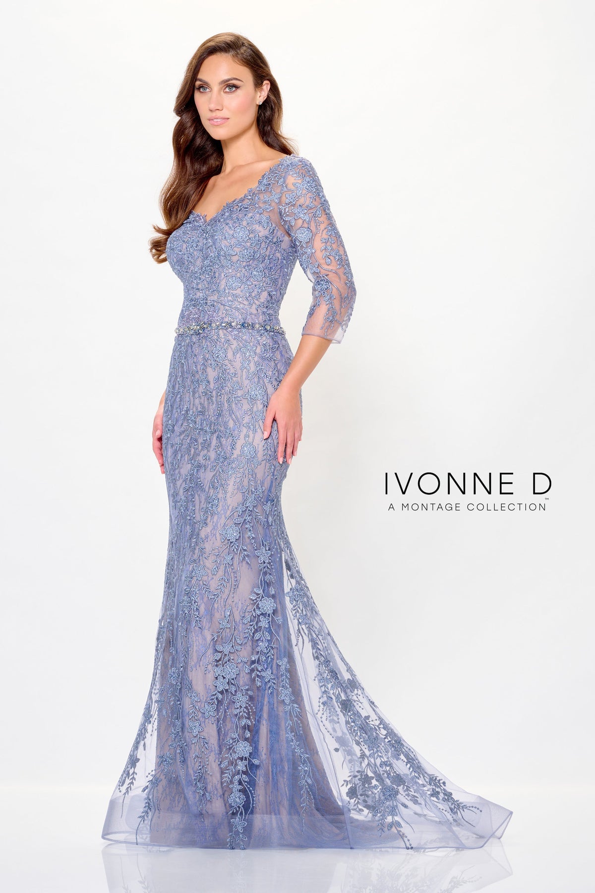 Ivonne D ID6207 Formal Long Mermaid Floral Lace Evening Dress