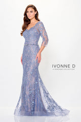 Ivonne D ID6207 Formal Long Mermaid Floral Lace Evening Dress