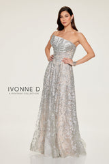 Ivonne D ID804 Pleated Long Formal A Line Evening Dress