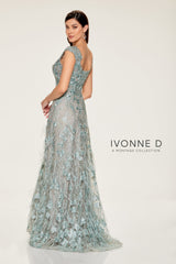 Ivonne D ID807 A Line Long Formal Lace Evening Gown