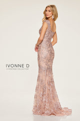 Ivonne D ID809 Long Formal Floral Lace Mermaid Evening Dress