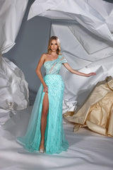 Modessa Couture M24628 Beaded Slit Long Formal Overskirt Prom Dress