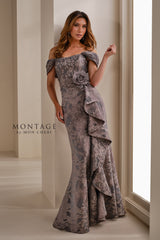 Montage M3103 Pleated Long Formal Ruffle Evening Gown