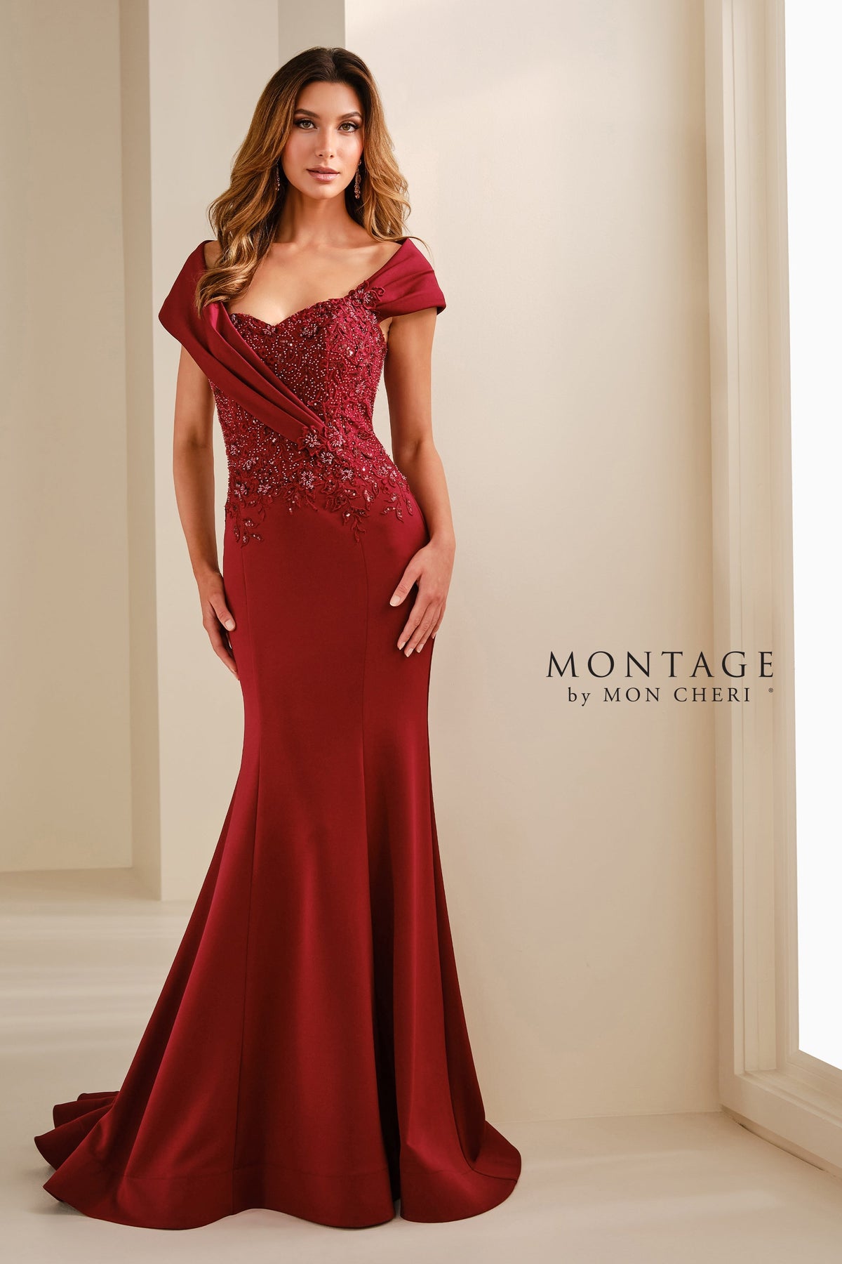Montage M3108 Long Formal Sequin Lace Evening Dress