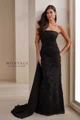 Montage M3110 Long Pleated Formal Fitted Evening Dress